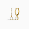Cushion Accented Drop Huggie Hoop Earrings