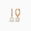 Asscher Halo Drop Huggie Hoop Earrings