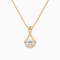 Lab Grown Diamond Cushion Accented Twist Pendant Necklace