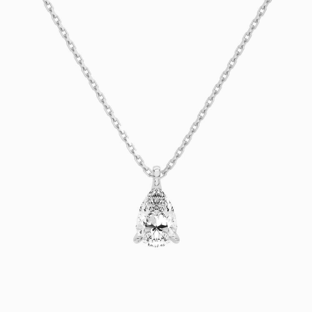 Product Video for Pear Solitaire Lab Grown Diamond Pendant Necklace In 14K White Gold