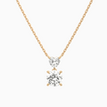Product Video for Duo Drop Heart and Round Lab Grown Diamond Necklace In 14K Rose Gold