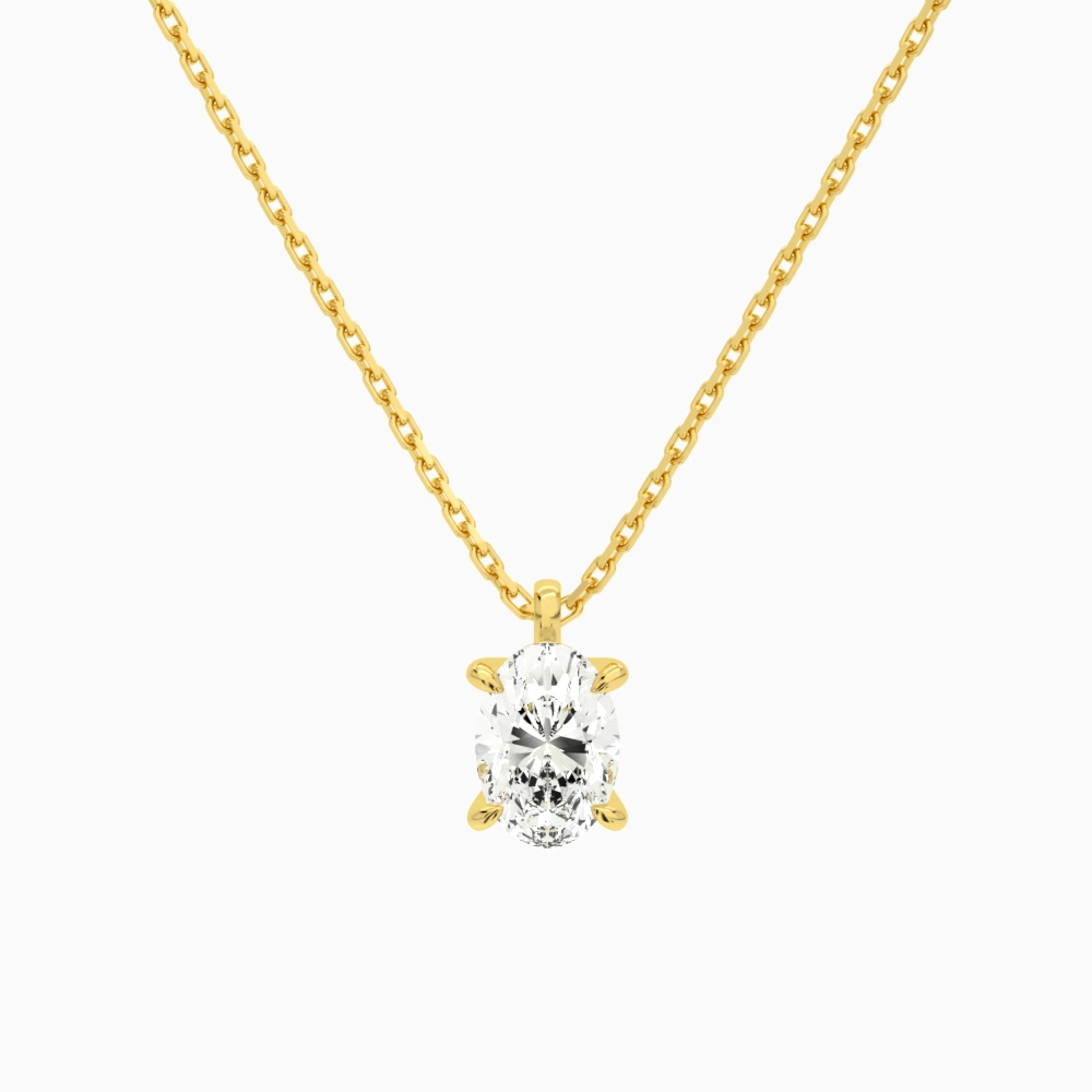 Product Video for Oval Solitaire Lab Grown Diamond Pendant Necklace In 14K Yellow Gold