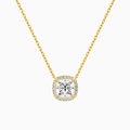 Product Video for Cushion Halo Lab Grown Diamond Necklace In 14K Yellow Gold