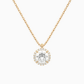 Product Video for Round Halo Lab Grown Diamond Pendant Necklace In 14K Rose Gold
