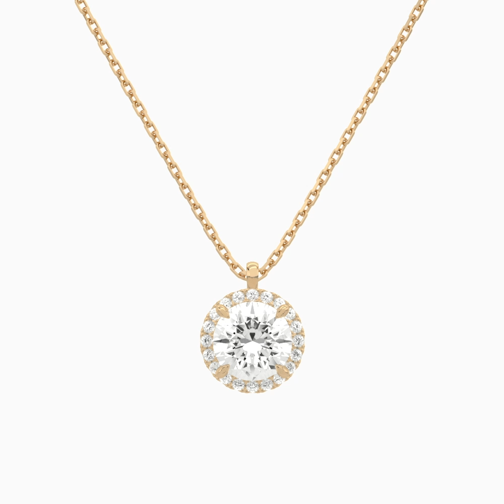 Product Video for Round Halo Lab Grown Diamond Pendant Necklace In 14K Rose Gold
