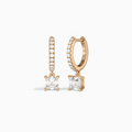 Asscher Accented Drop Huggie Hoop Earrings