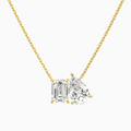 Product Video for Toi Et Moi Emerald and Pear Lab Grown Diamond Necklace In 18K Yellow Gold