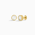 Round Bezel Solitaire Diamond Stud Earrings