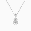 Lab Grown Diamond Pear Halo Pavé Twist Pendant Necklace