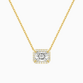 Product Video for Radiant Halo Lab Grown Diamond Necklace In 18K Yellow Gold