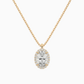 Product Video for Oval Halo Lab Grown Diamond Pendant Necklace In 14K Rose Gold