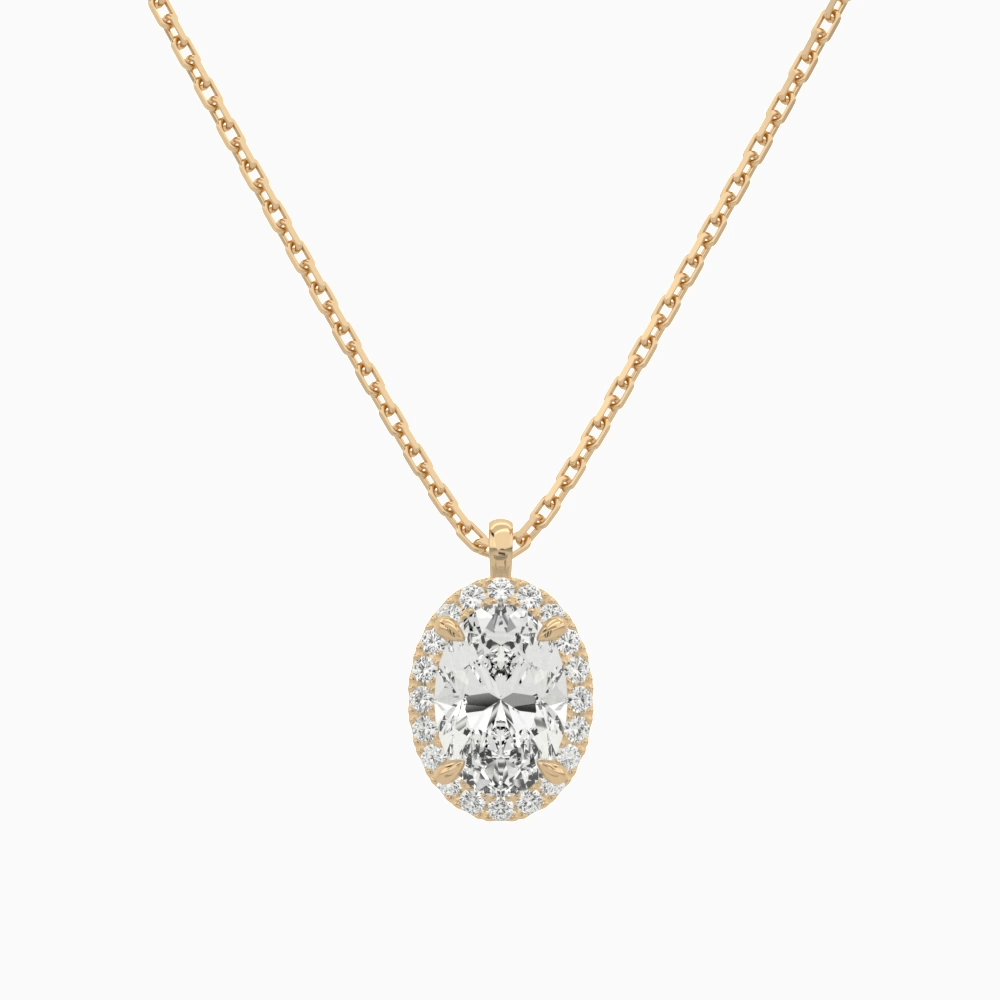 Product Video for Oval Halo Lab Grown Diamond Pendant Necklace In 14K Rose Gold