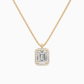 Product Video for Emerald Halo Lab Grown Diamond Pendant Necklace In 14K Rose Gold